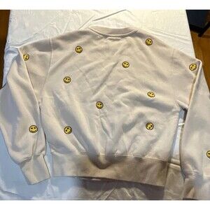 Reflex Sweatshirt Medium Beige Embroidered‎ Smiley Crew Neck Pullover